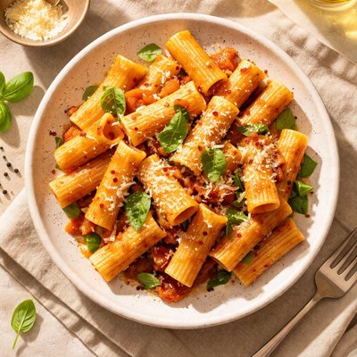 Cooked tortiglioni pasta