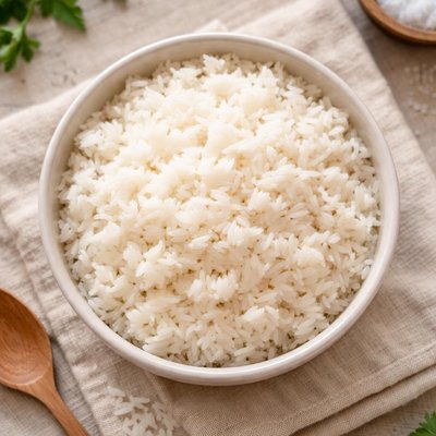 Cooked white medium grain rice