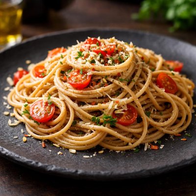 Cooked whole wheat spaghetti