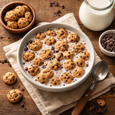 Cookie crunch cereal and milk