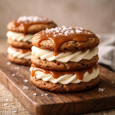 Cookie with caramel and cream