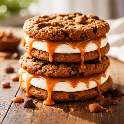 Cookie with cream and caramel