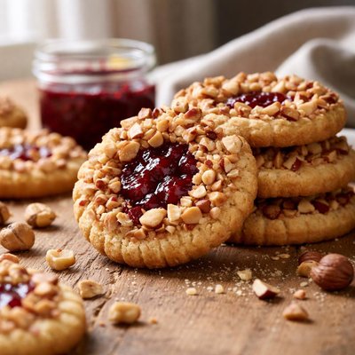 Cookie with nuts and jam