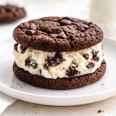 Cookies and cream ice cream sandwich