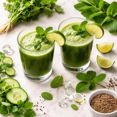 Coriander and mint juice