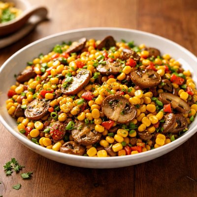 Corn and mushroom salad