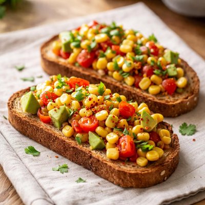 Corn and vegetable toast