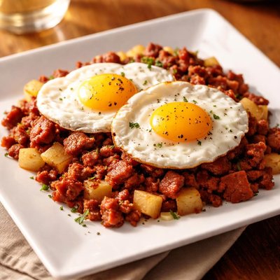 Corn beef with egg
