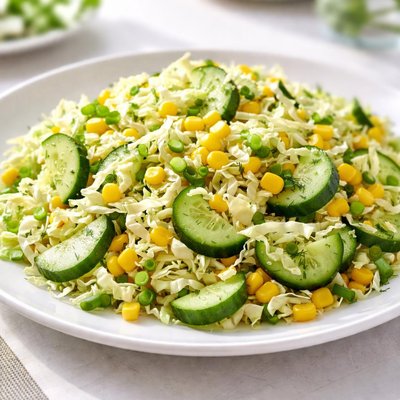 Corn cabbage and cucumber salad