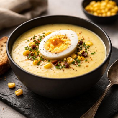 Corn cream soup with egg