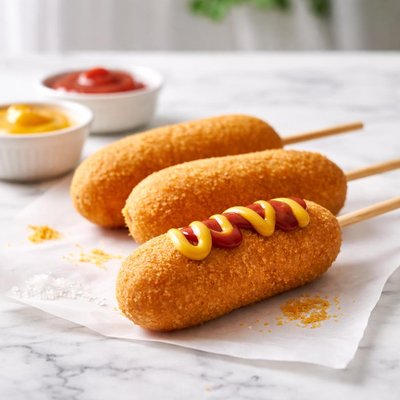 Corn dog on the stick