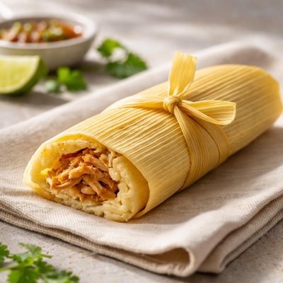 Corn husk wrapped tamale