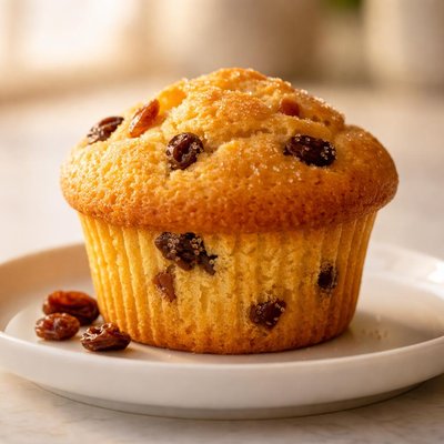 Corn muffin with raisins
