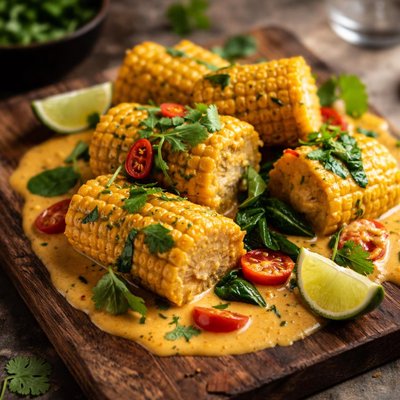 Corn on cob coconut curry