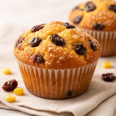 Corn raisin muffin