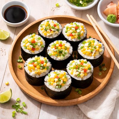 Corn salad sushi