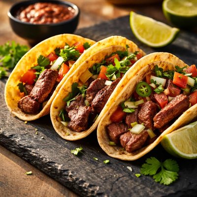 Corn tortilla steak taco