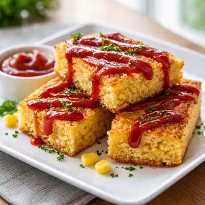 Cornbread with ketchup