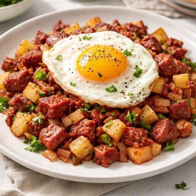 Corned beef with egg