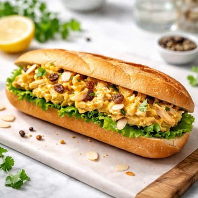 Coronation chicken baguette