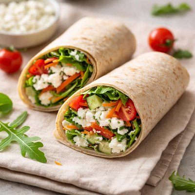 Cottage cheese and salad wrap