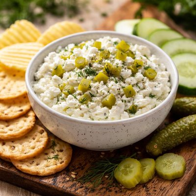 Cottage cheese dill pickle dip