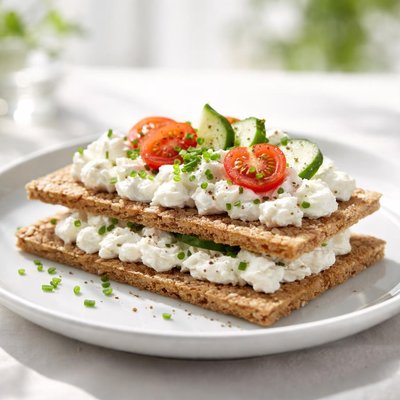 Cottage cheese on crispbread