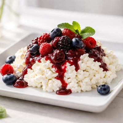 Cottage cheese with berry compote