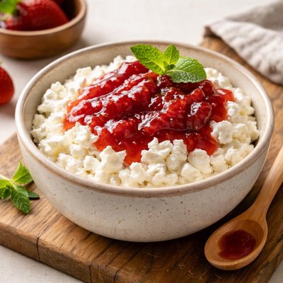Cottage cheese with jam