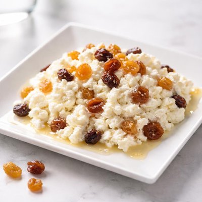 Cottage cheese with raisins
