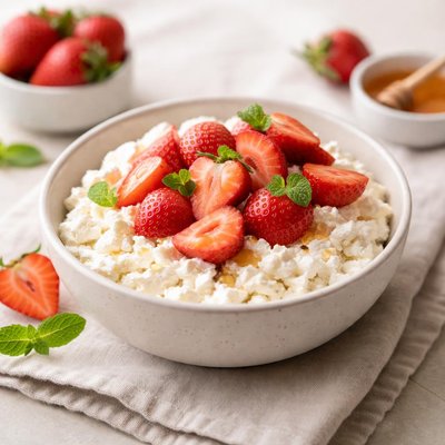 Cottage cheese with strawberry