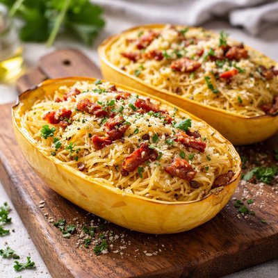 Courge spaghetti carbonara