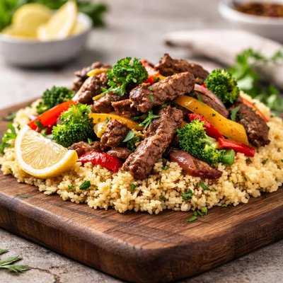 Couscous and beef stirfry