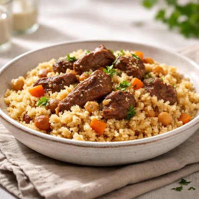 Couscous with beef bone broth