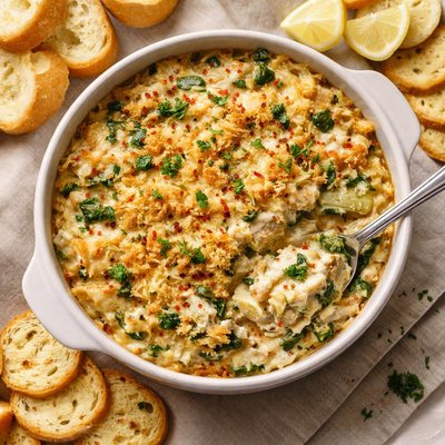 Crab spinash and artichoke dip