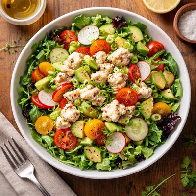 Crabmeat avocado garden salad