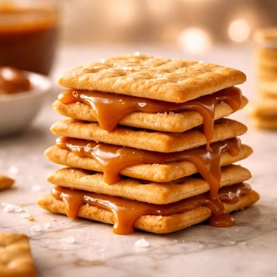 Cracker with caramel
