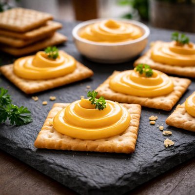 Cracker with cheese whiz