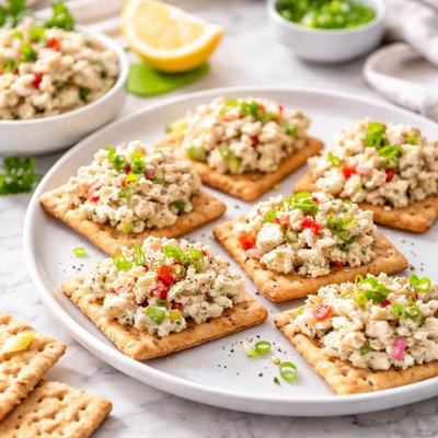 Cracker with chicken salad