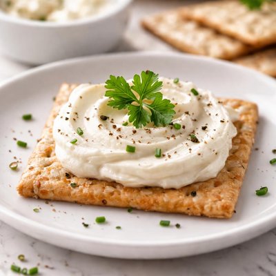 Cracker with cream cheese