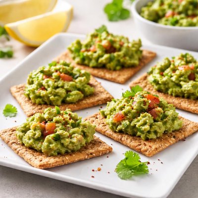 Cracker with guacamole