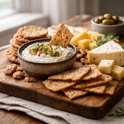 Crackers dip and cheese