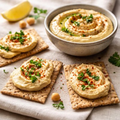 Crackers with hummus