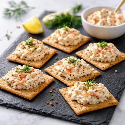 Crackers with salmon spread