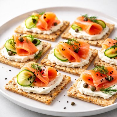 Crackers with smoked salmon