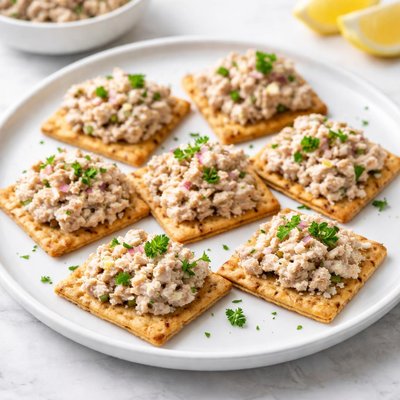 Crackers with tuna salad