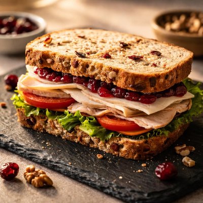 Cranberry walnut bread sandwich