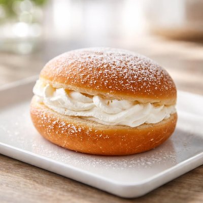Cream bun donut