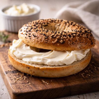 Cream cheese bagel all dressed