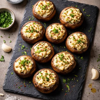 Cream cheese stuffed mushroom caps
